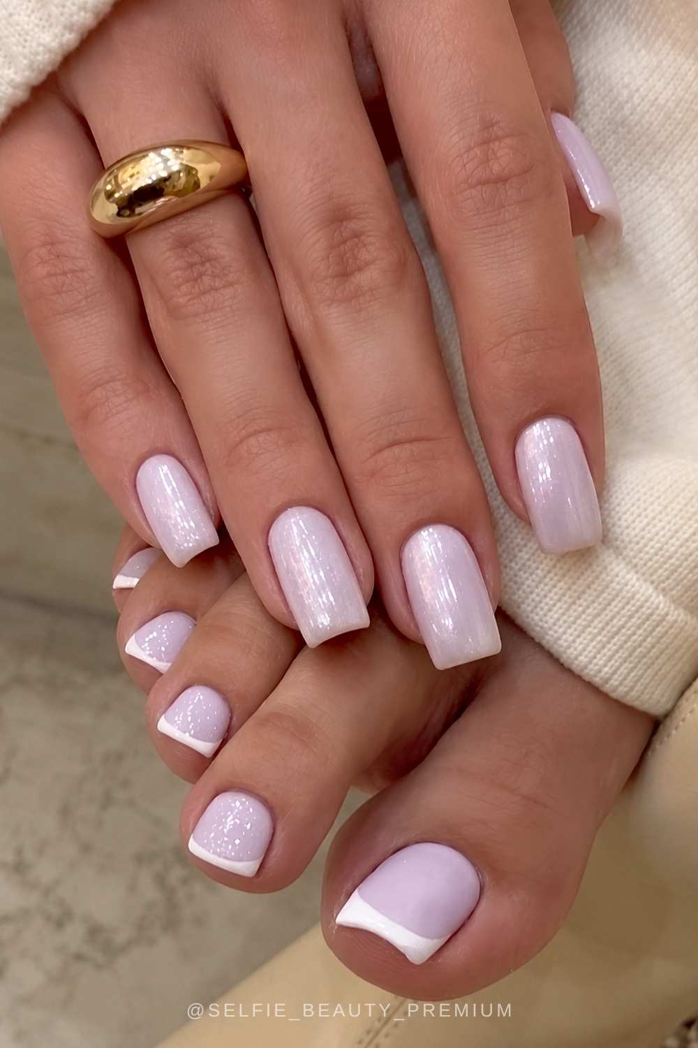 Pastel lavender manicure and pedicure