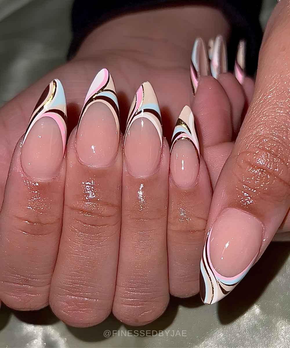 Pucci manicure with gold accents