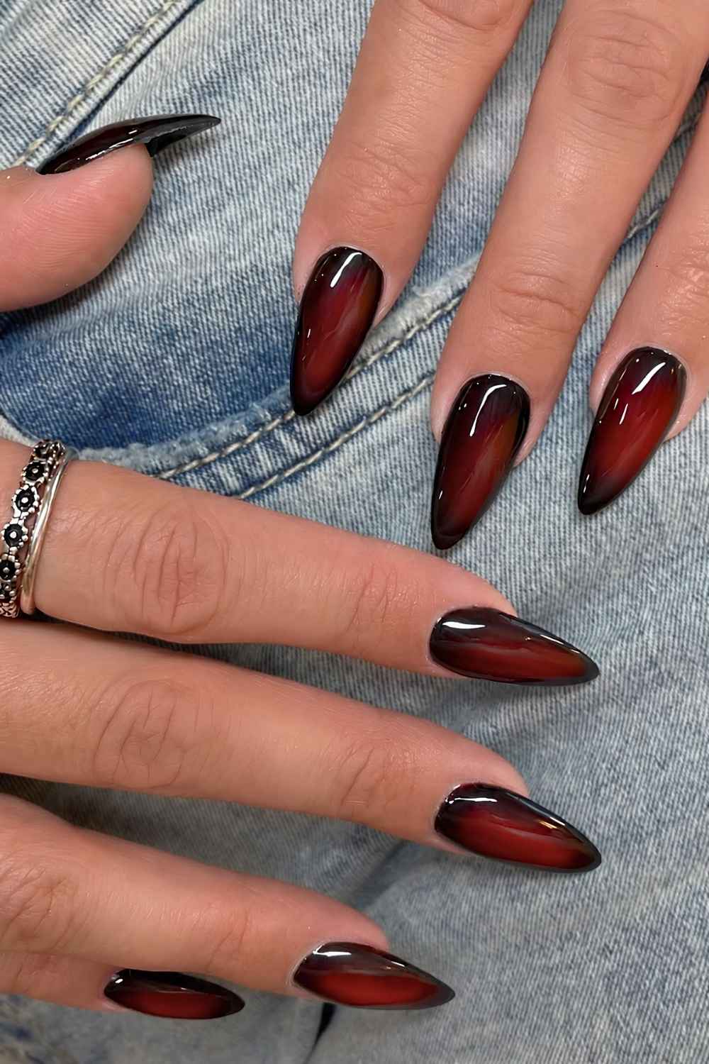 Red and black aura effect nails