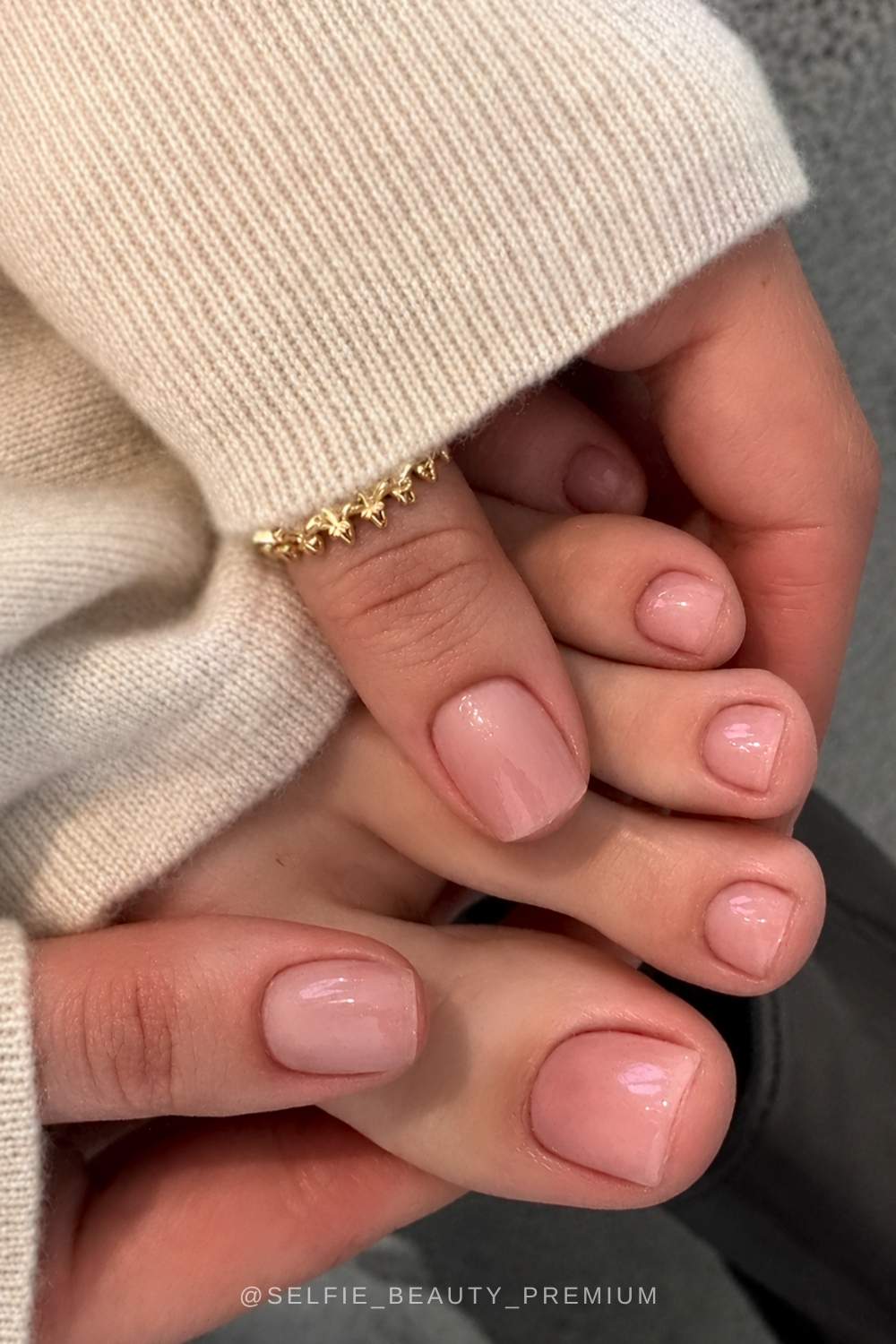 Sheer and glossy manicure and pedicure