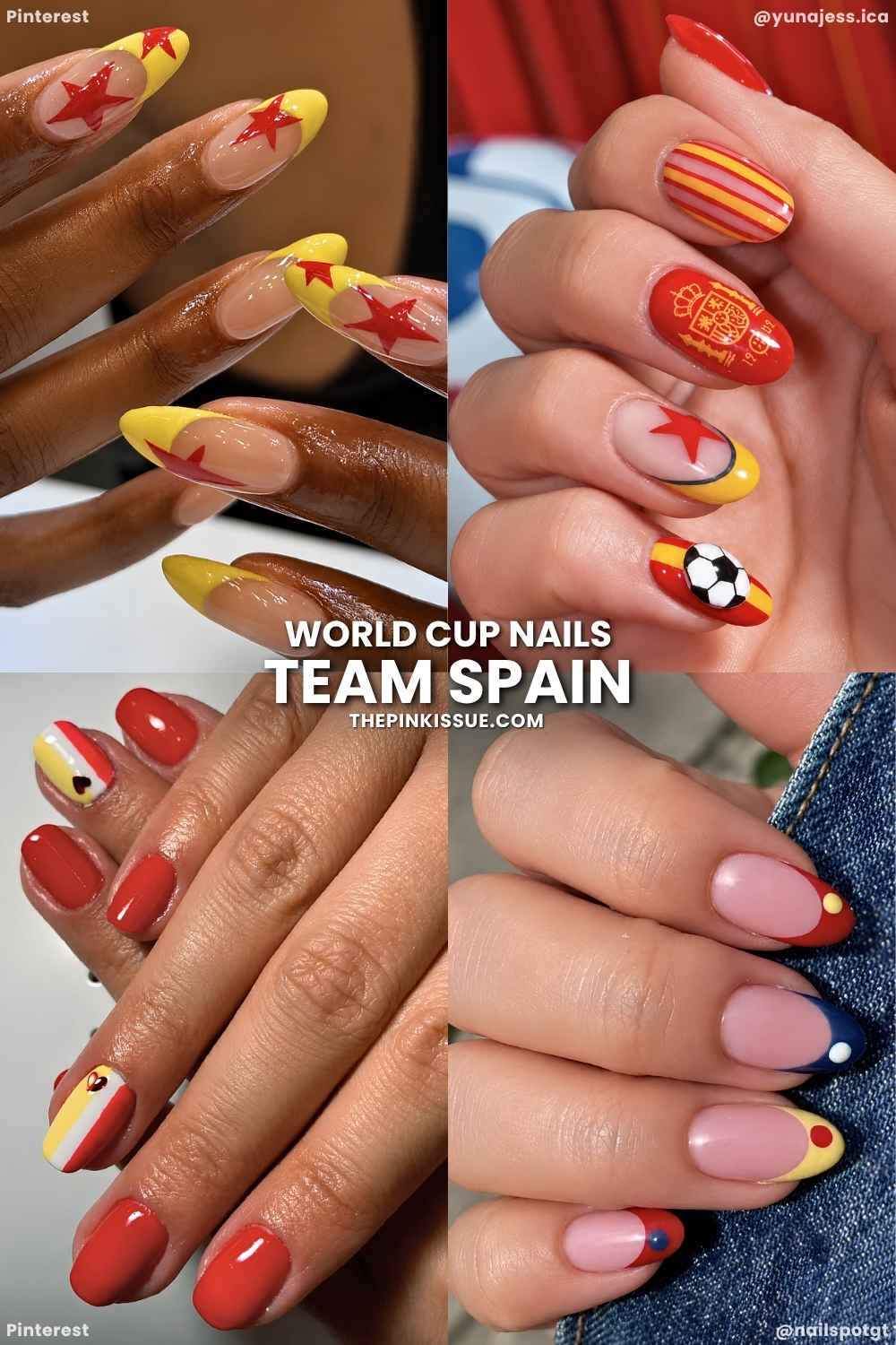 Spain themed World Cup nail designs