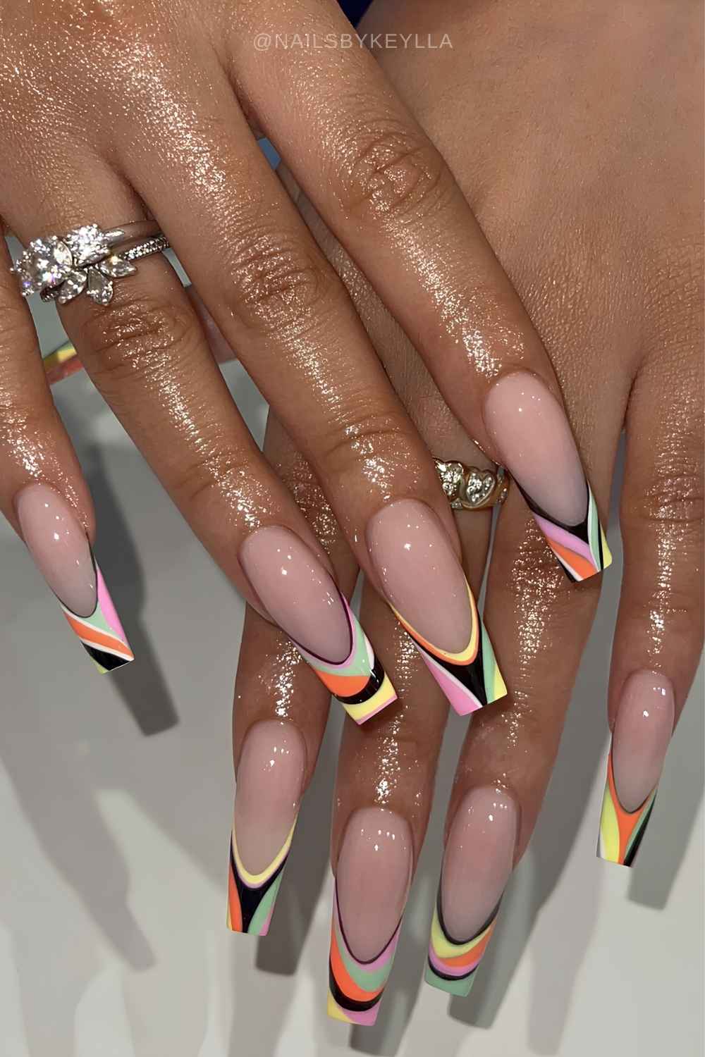 Square pucci French manicure
