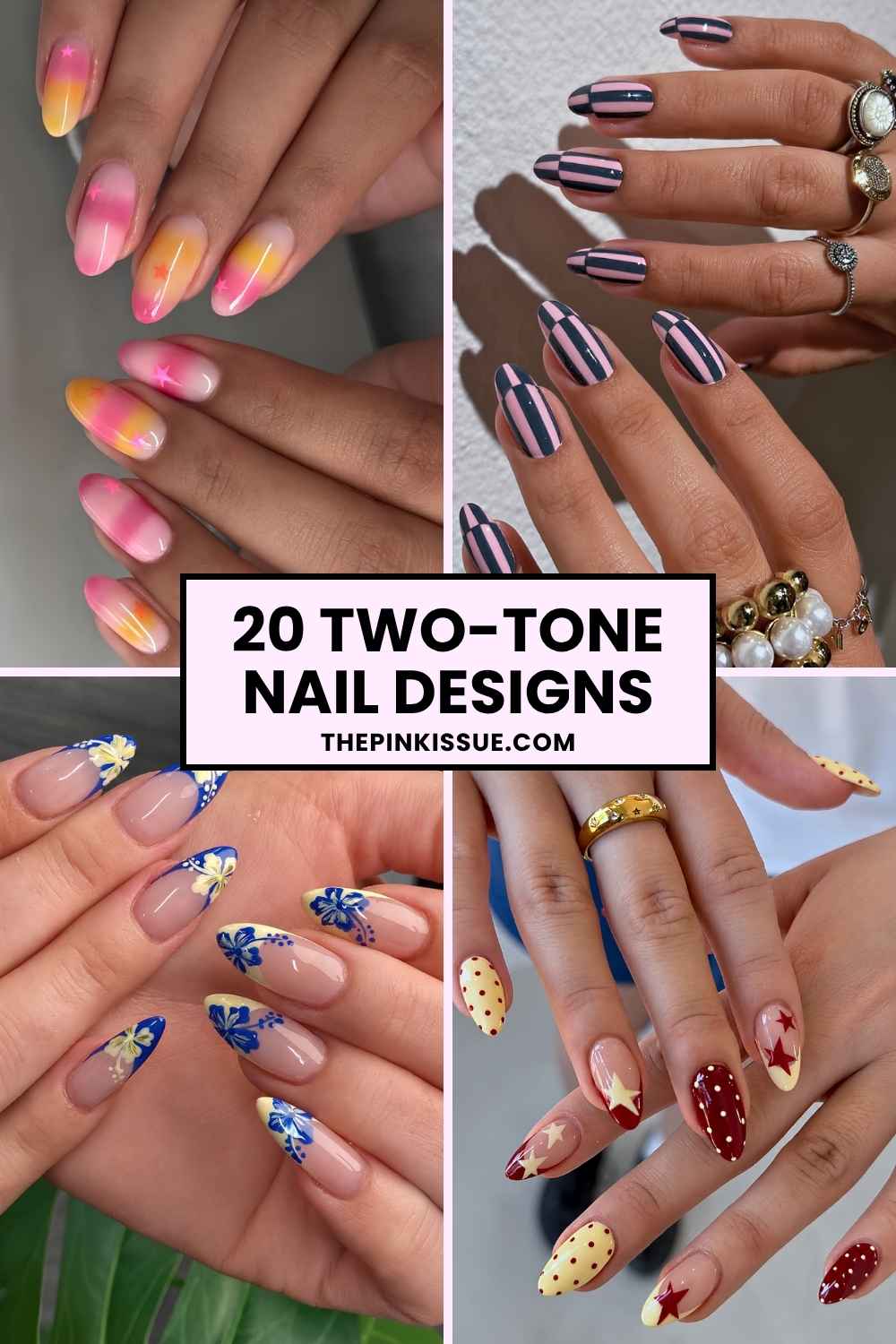 Two tone nail ideas Pinterest