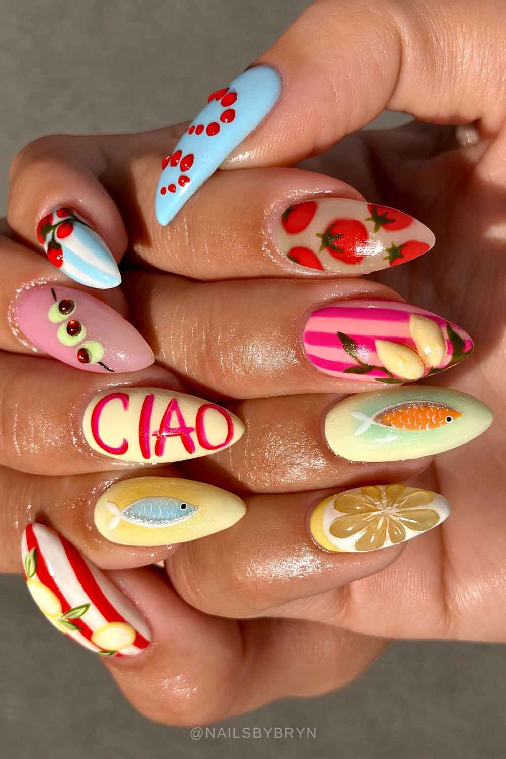 Colorful Italian summer nails