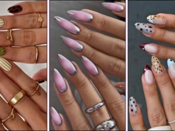A collage of cool girl nail designs