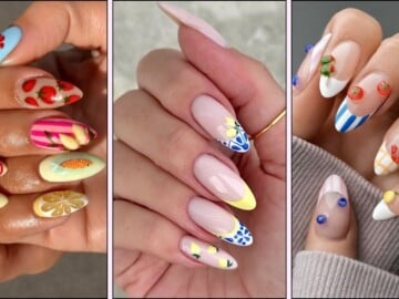 A collage of Italian summer inspired nail designs