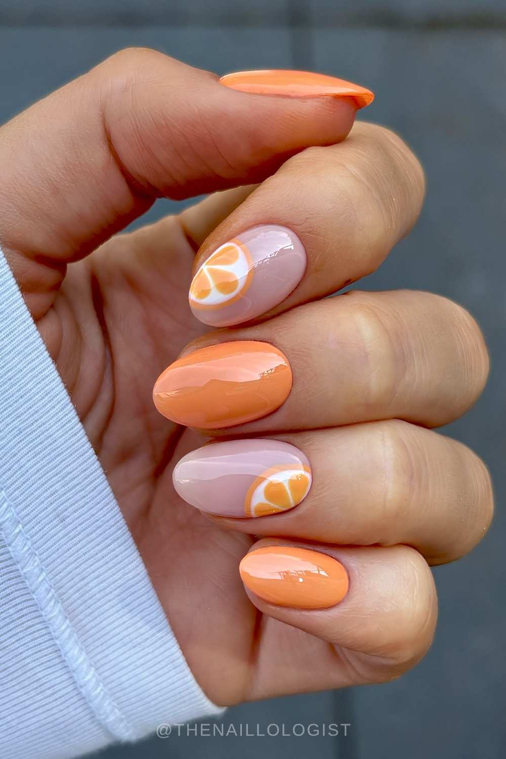 Orange mani with citrus slice art