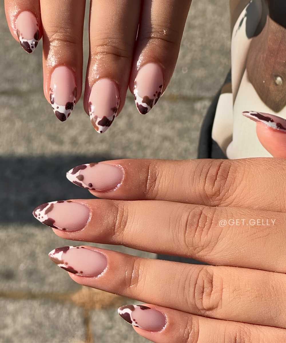 Cow print French manicure