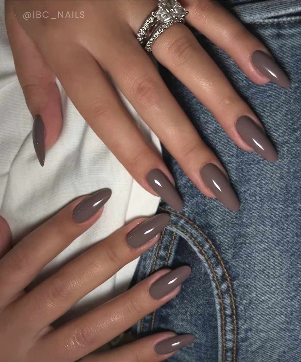 Dark taupe manicure