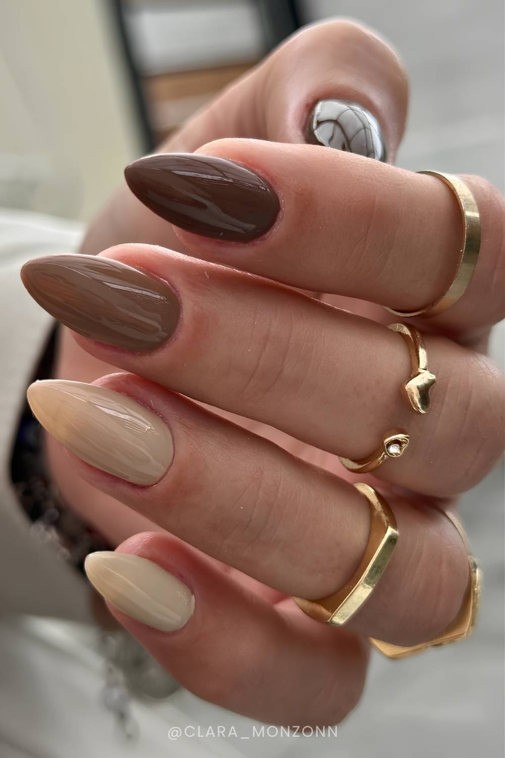 Taupe skittle manicure