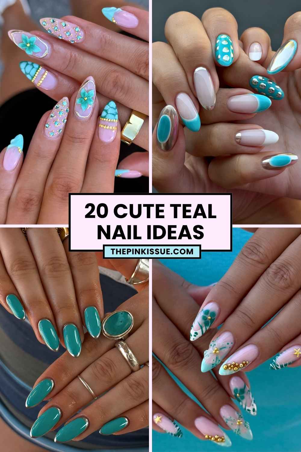 Teal nail ideas Pinterest