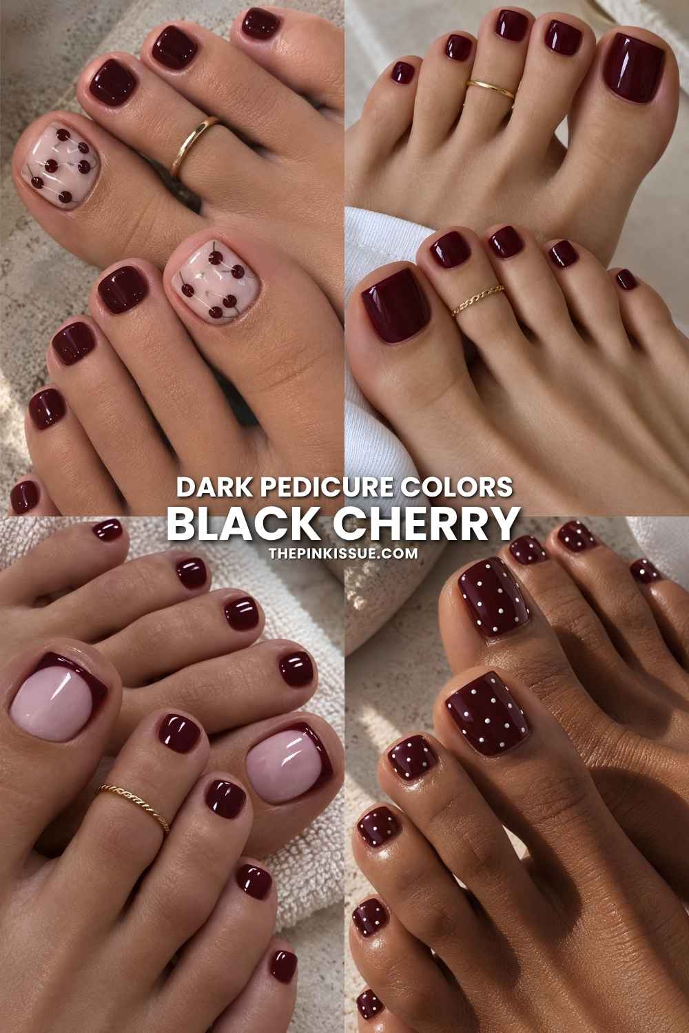Black cherry pedicure designs