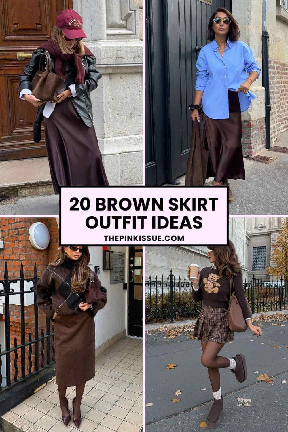 Brown skirt outfit ideas Pinterest