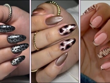 Cat eye nails with animal print
