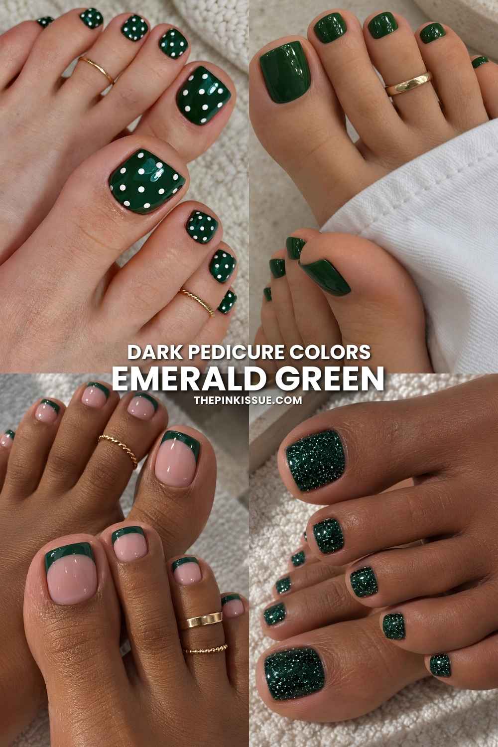 Dark emerald green pedicures