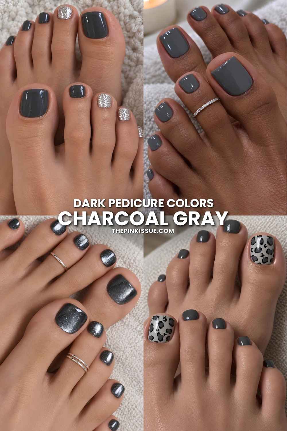 Dark gray pedicures