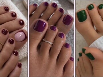 A collage of dark pedicure colors