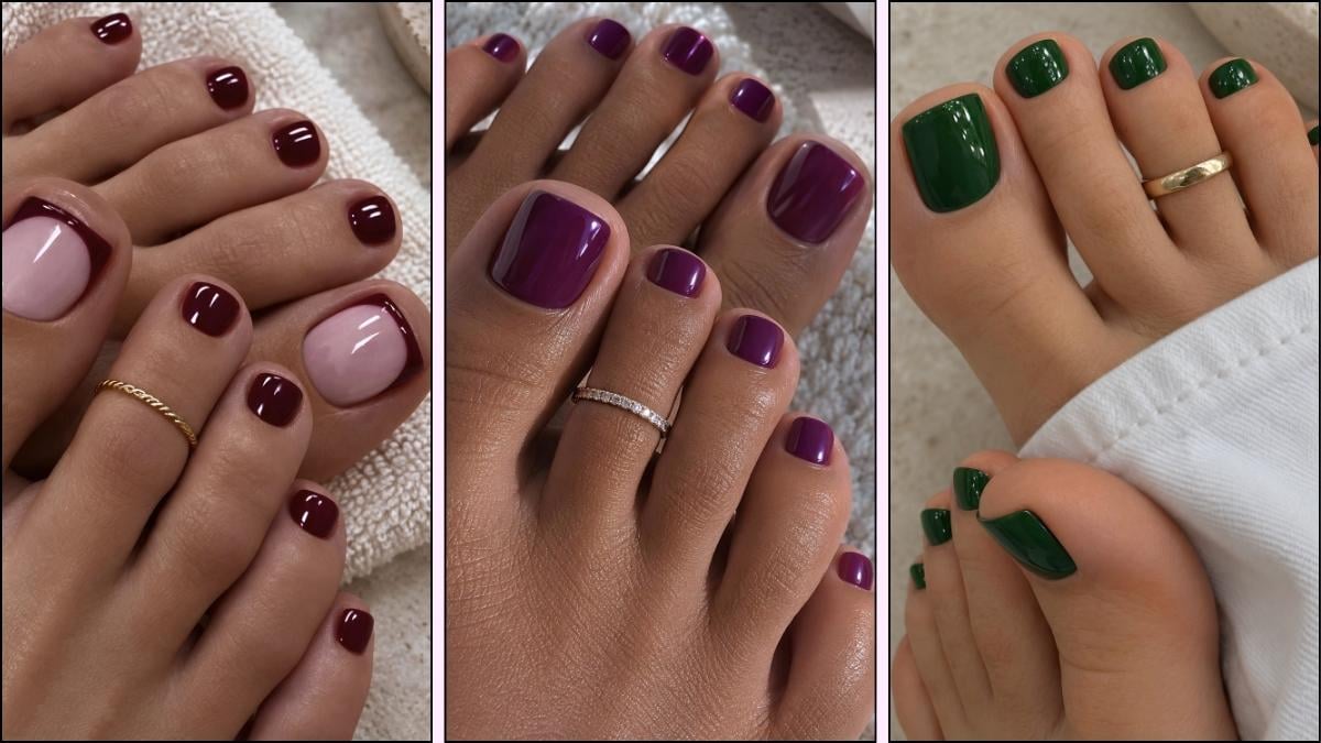 A collage of dark pedicure colors