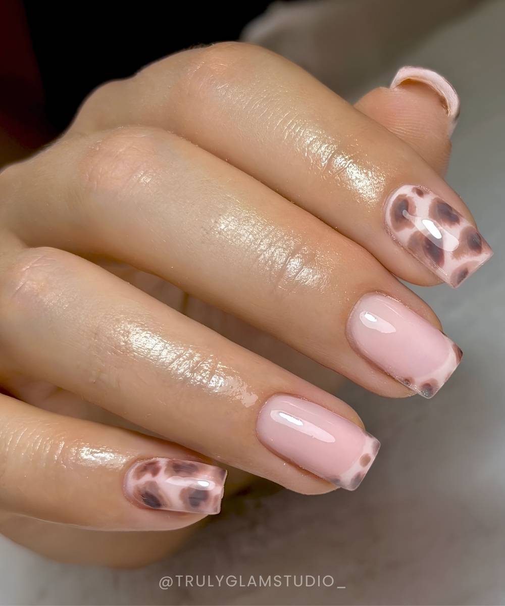 Nude tortoise shell manicure