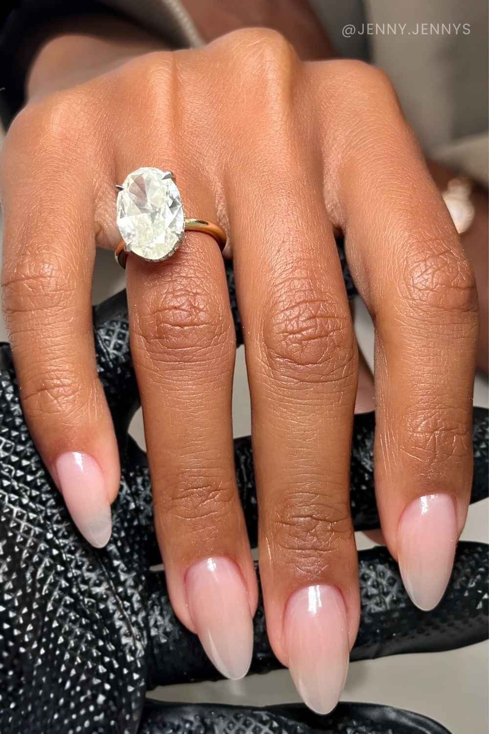 Sheer nude almond manicure