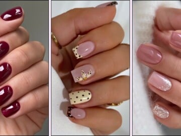 A collage of short nail designs for September