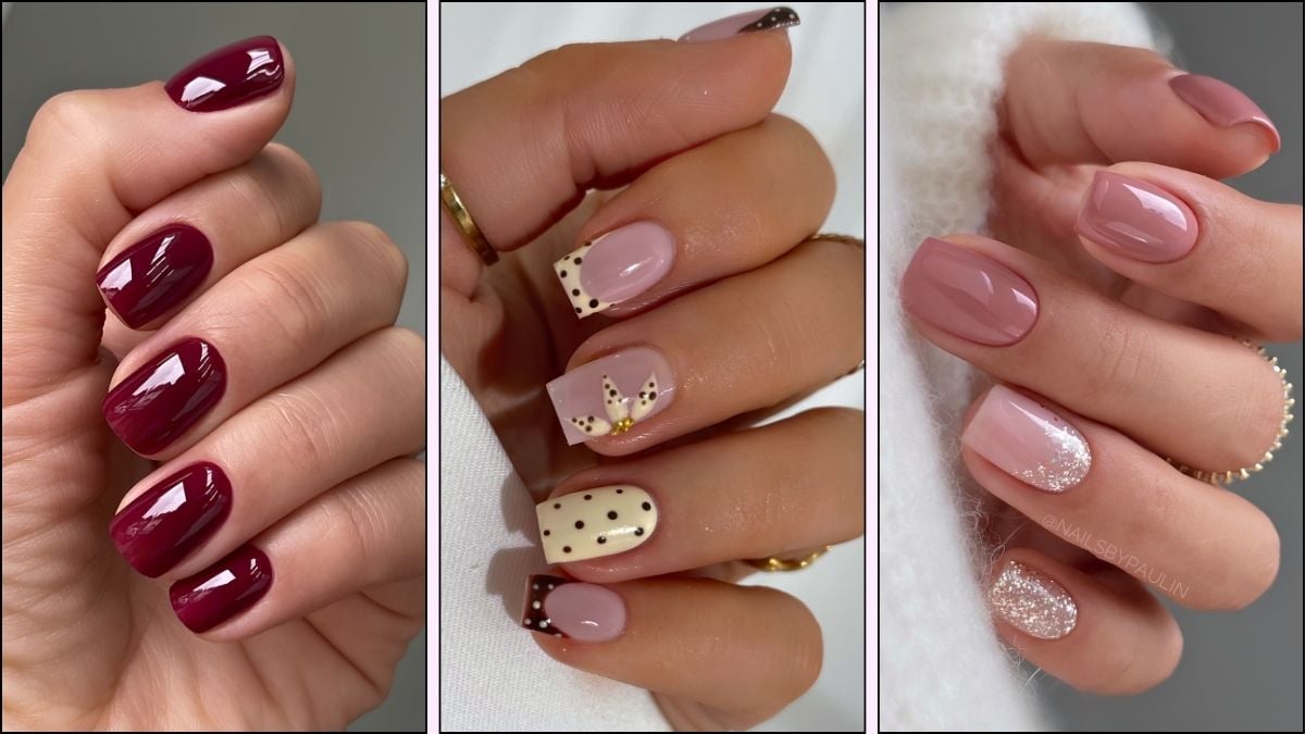 A collage of short nail designs for September