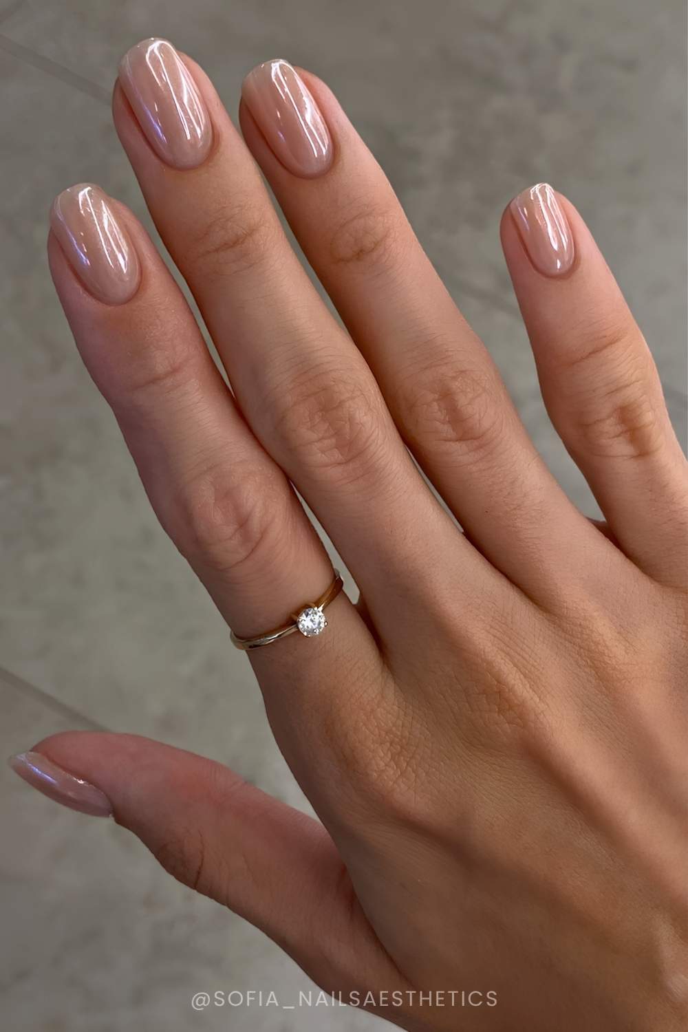 Squoval nude chrome mani