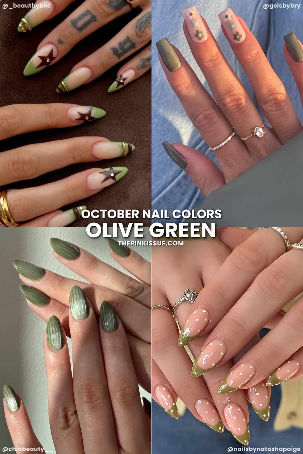Olive green nail designs for October