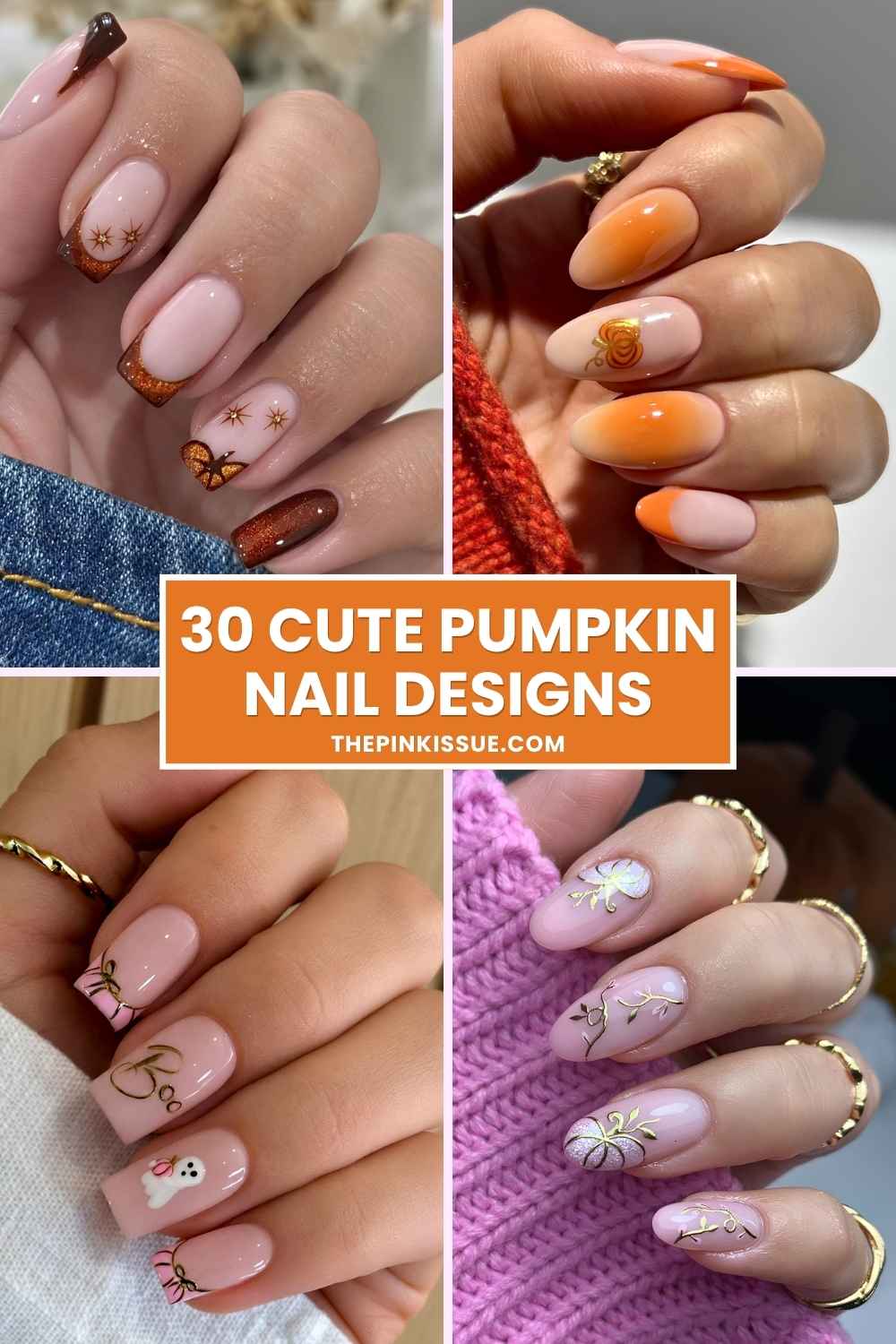 Pumpkin nail designs Pinterest